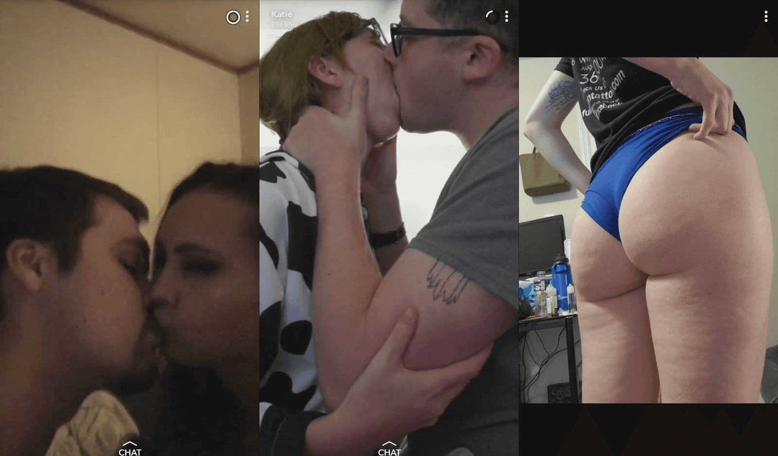 Katie and man send kissing video