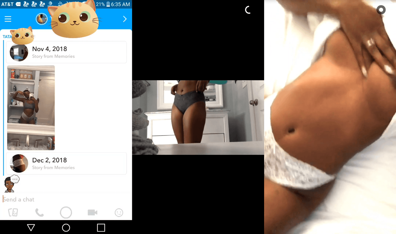 Chocolate queen strips and plays in shower on snapchat
